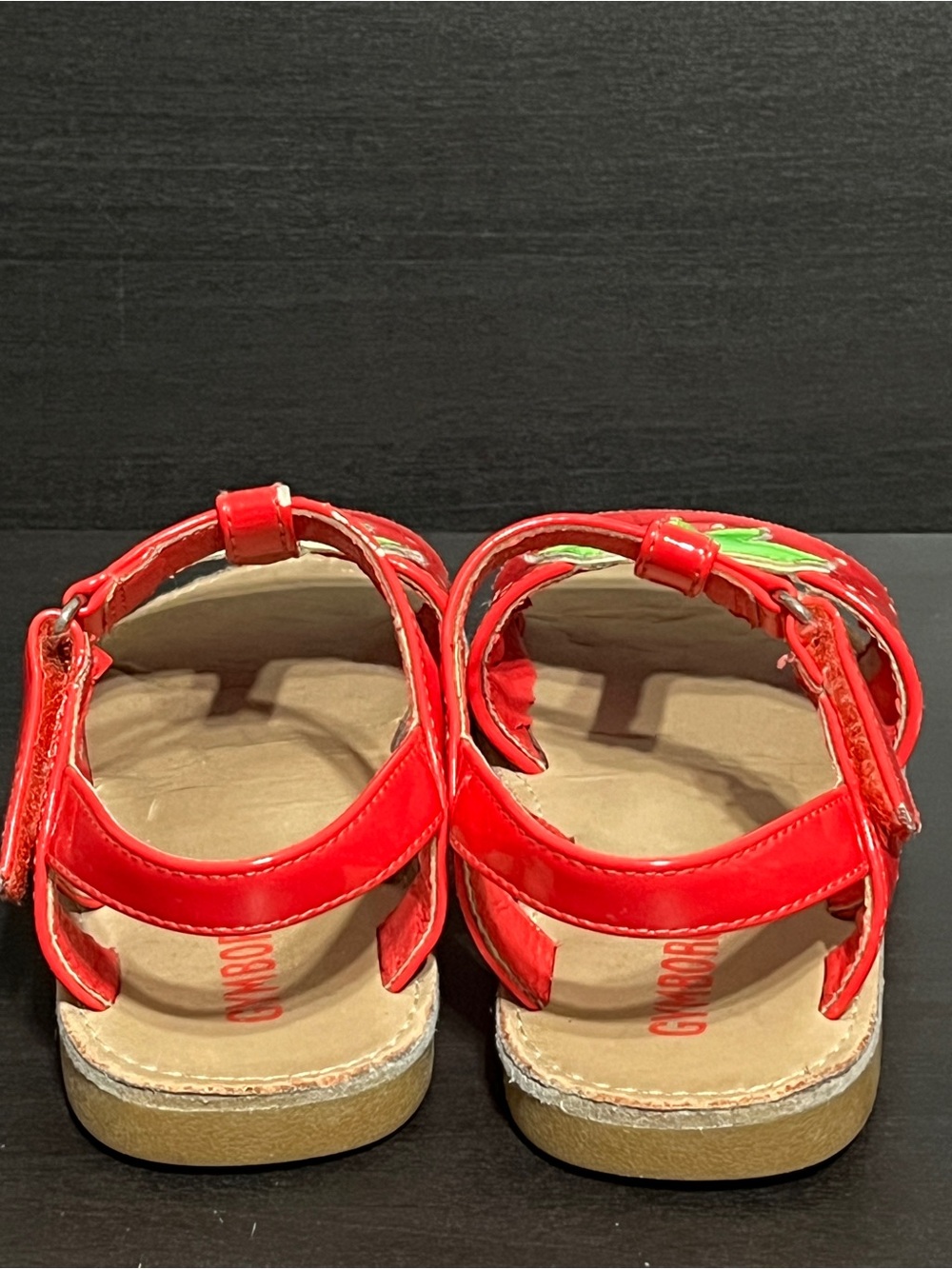 ✨2/$15✨ Gymboree Red Strawberry T-Strap Sandals with Green Leaf Accent - Picture 6 of 6
